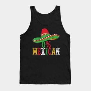 0% Mexican With Sombrero And Mustache For Cinco de Mayo Tank Top